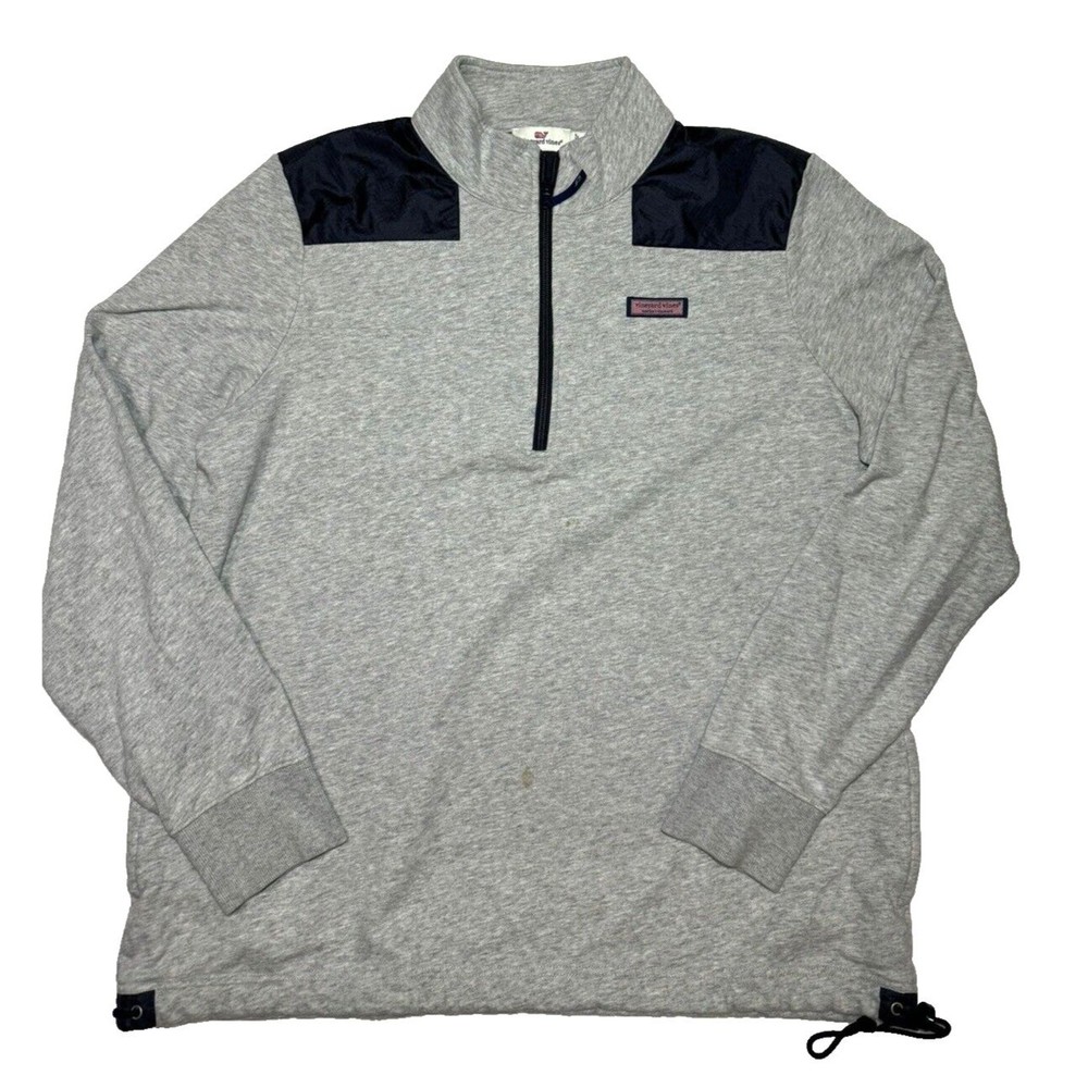 VINEYARD VINES Shep Shirt Womens XL Gray 1/4 Zip Pullover Thumbholes Logo